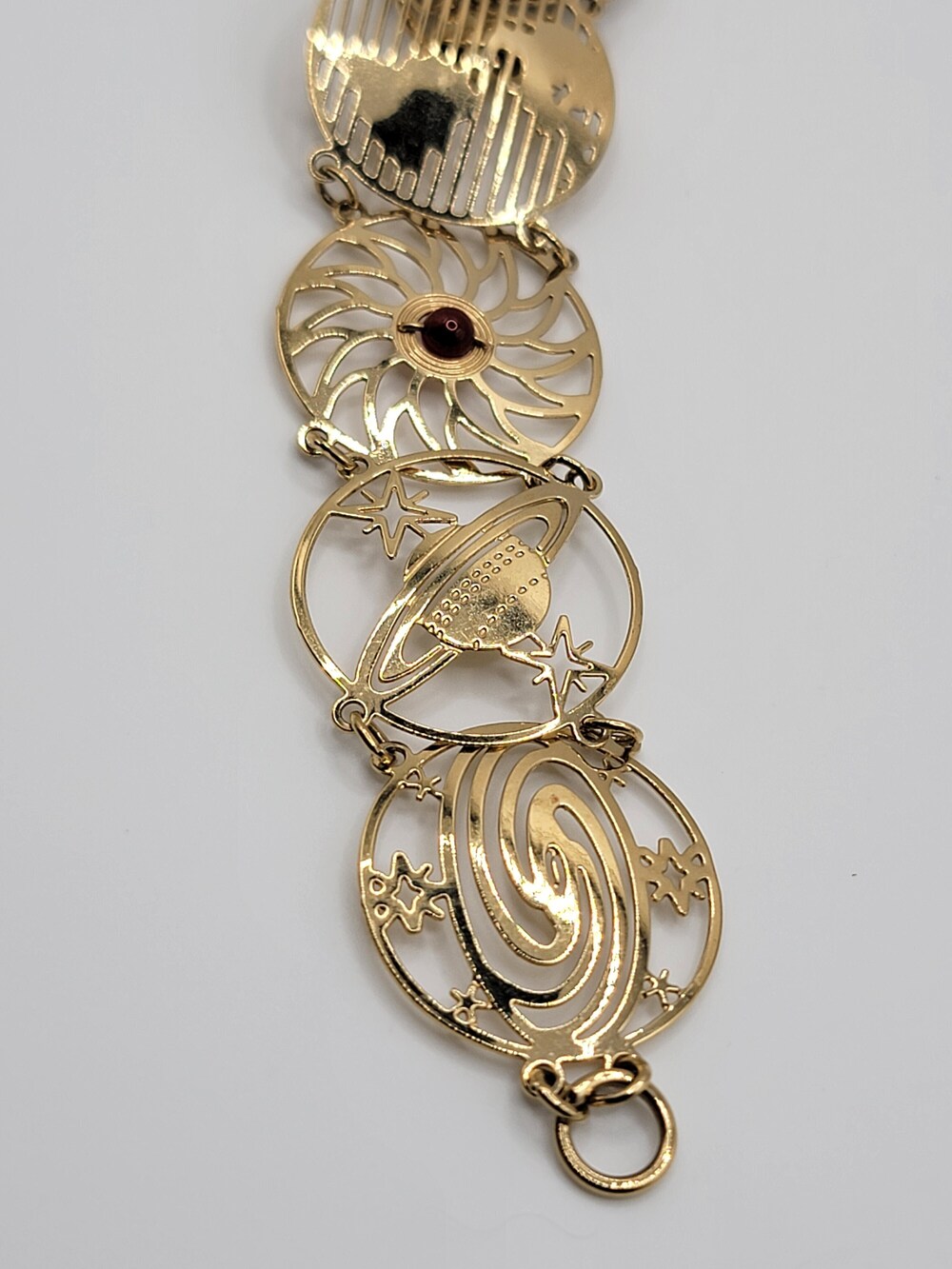 Vintage Wild Bryde Celestial Saturn Sun Gold Tone Bracelet
